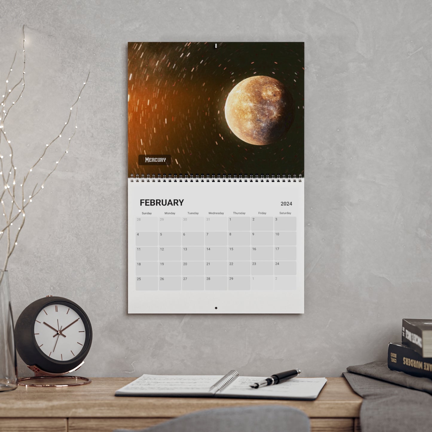 Journey Through the Stars: 2024 Solar System Calendar - Breathtaking Planet Images, Premium Quality, and Effortless Hanging (10.8" x 8.4")